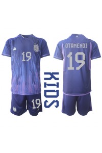 Fotbalové Dres Argentina Nicolas Otamendi #19 Dětské Venkovní Oblečení MS 2022 Krátký Rukáv (+ trenýrky)